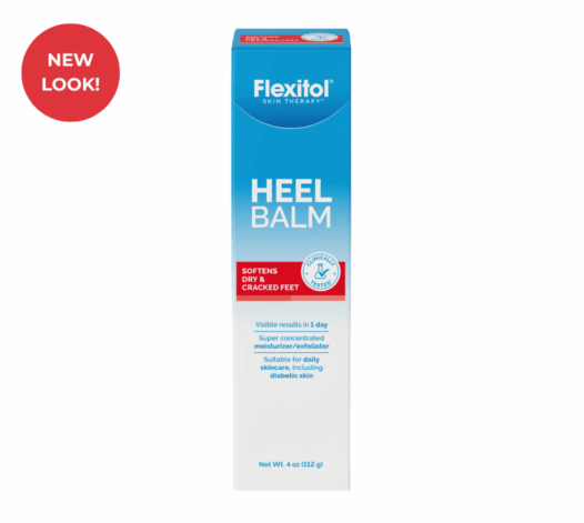 Flexitol Heel Balm - Front View of Packaging including a red circle with white text: New Look