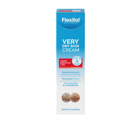 Front view of Flexitol Very Dry Skin Cream retail carton, 125 g (4.4 oz)